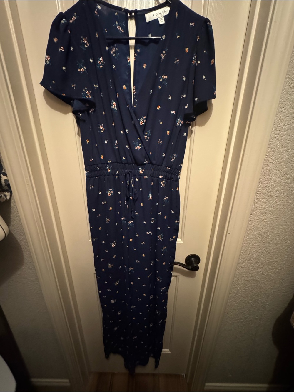 ROWA Navy Floral Wrap Jumpsuit